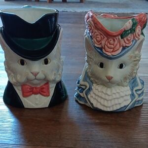 1988 Vintage Fitz And Floyd 1.25 Quart Pitchers Kittens Of Knightsbridge